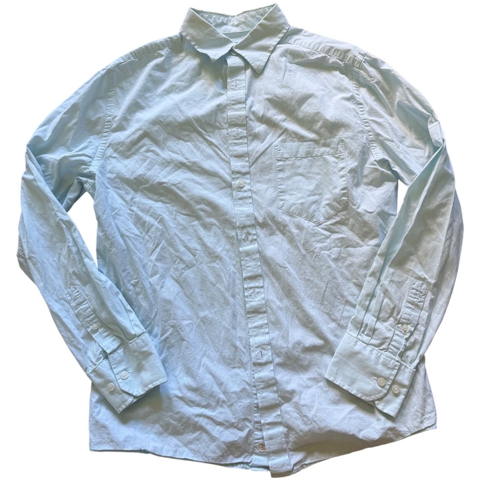 Merona Mens Light Blue Long Sleeve Button‎ Down Cotton Shirt Size M 15-15.5